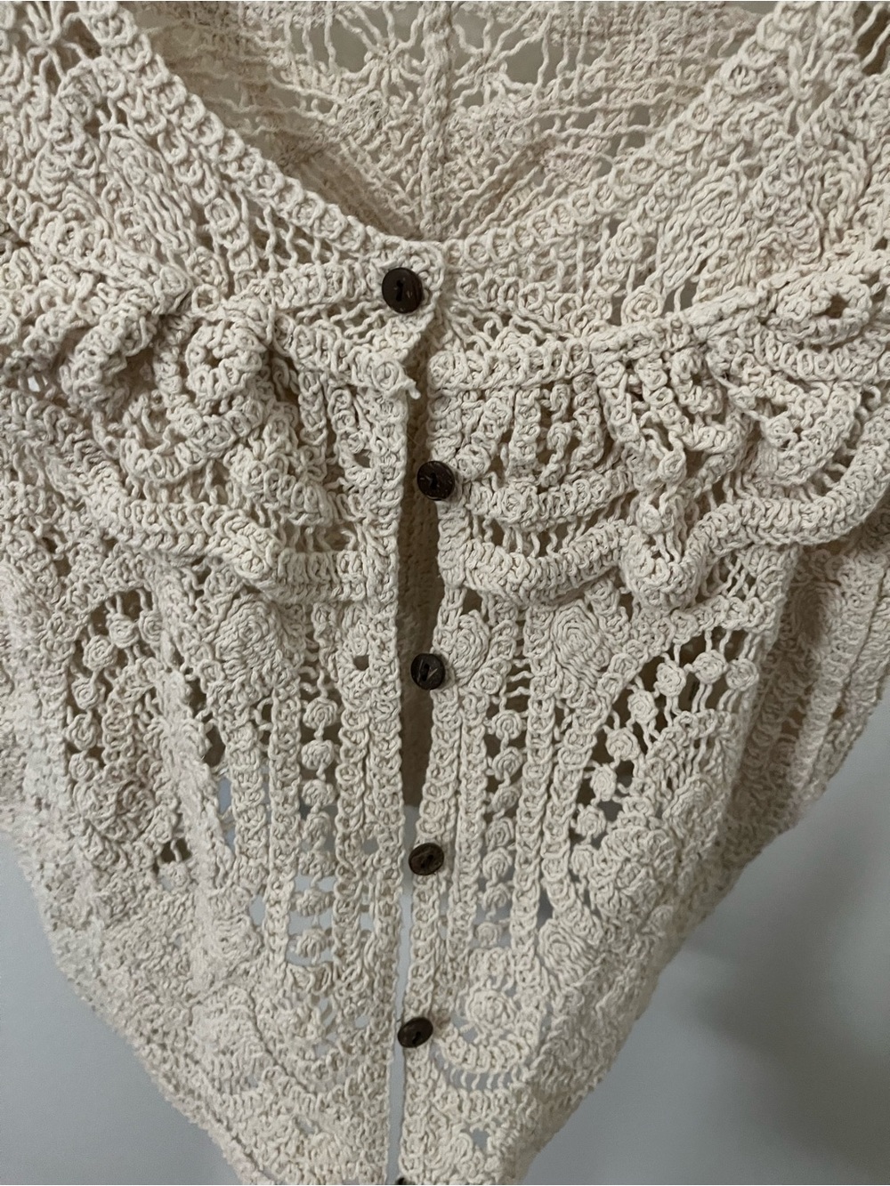 Ultra Pink Crochet Open-Knit Cardigan in Cream - Picture 6 of 6
